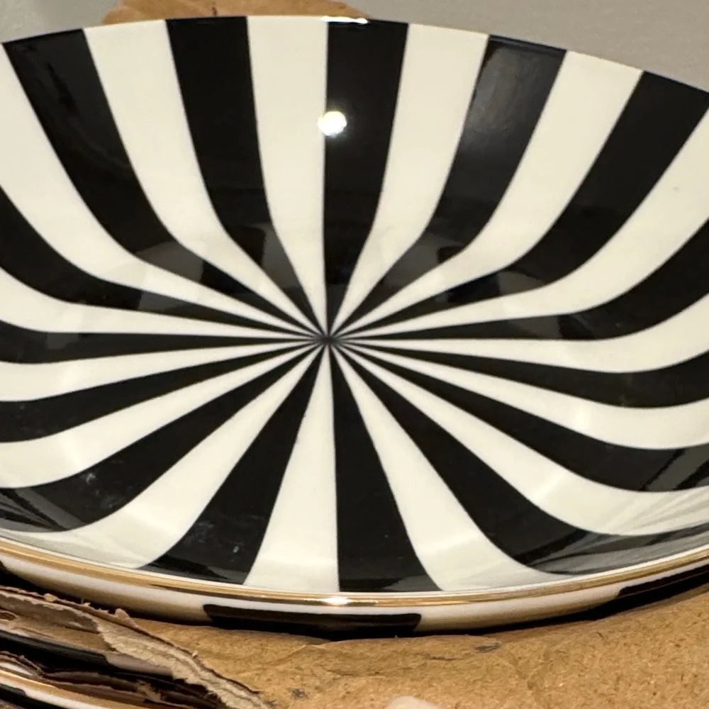 Christian Siriano Black and White Striped Bowls